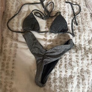 Sparkling silver and black Bikini Set